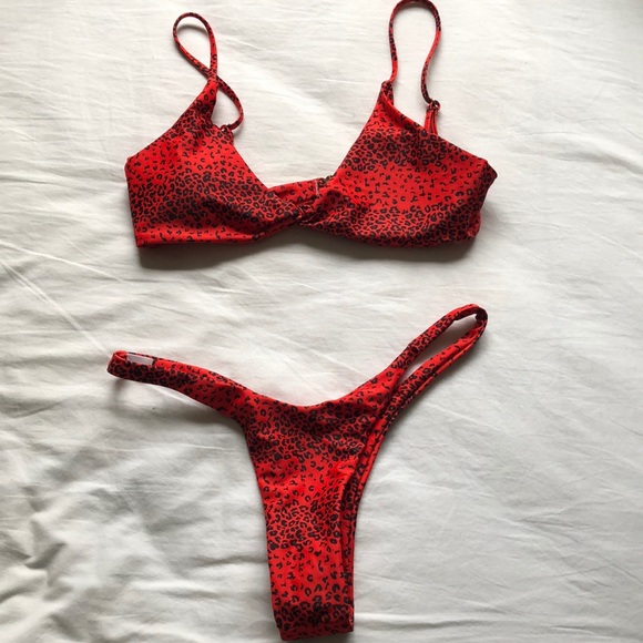 red cheetah bikini